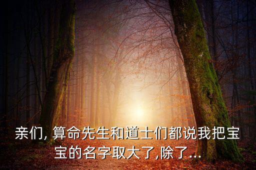 亲们, 算命先生和道士们都说我把宝宝的名字取大了,除了...